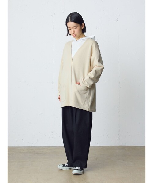 MidiUmi（ミディウミ）の「MidiUmi HOMEスウェットワイドカーディガン（カーディガン/ボレロ・レディース・アイボリー/ネイビー・FREE）」の11枚目の写真