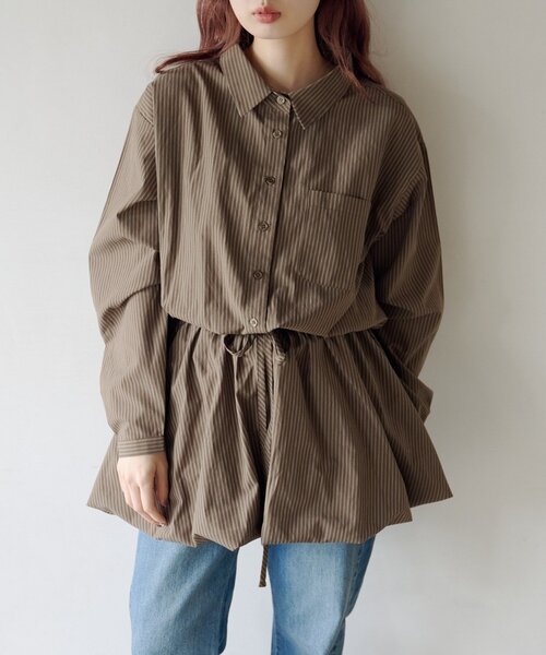 Kastane(カスタネ)の「バルーンシャツワンピース(シャツワンピース・レディース・ブラウン/ネイビー・FREE)」の2枚目の写真