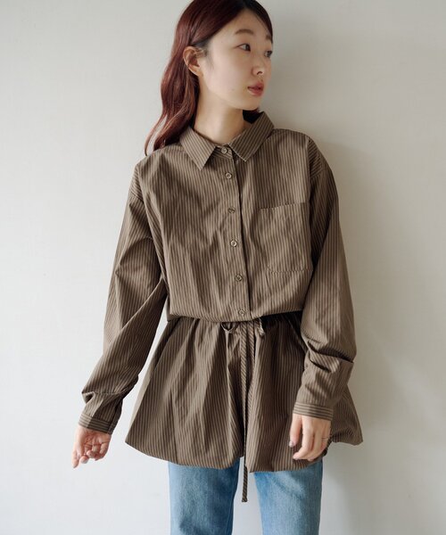 Kastane(カスタネ)の「バルーンシャツワンピース(シャツワンピース・レディース・ブラウン/ネイビー・FREE)」の3枚目の写真