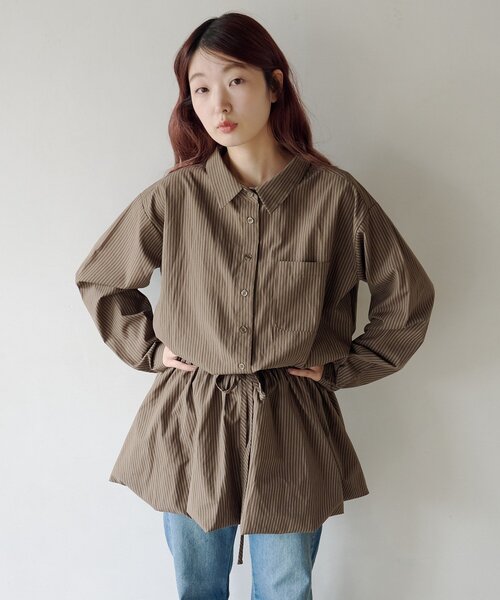 Kastane(カスタネ)の「バルーンシャツワンピース(シャツワンピース・レディース・ブラウン/ネイビー・FREE)」の4枚目の写真