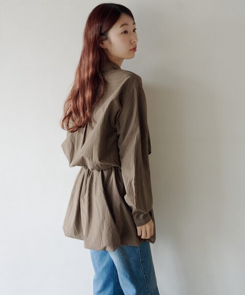 Kastane(カスタネ)の「バルーンシャツワンピース(シャツワンピース・レディース・ブラウン/ネイビー・FREE)」の5枚目の写真