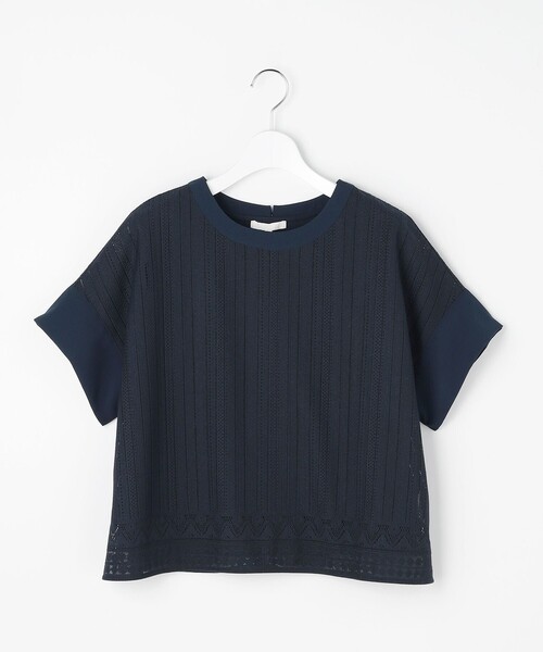 自由区(ジユウク)の「レースエッジ プルオーバー(Tシャツ/カットソー・レディース・アイボリー系/ネイビー系/ダルブルー系・32)」の5枚目の写真