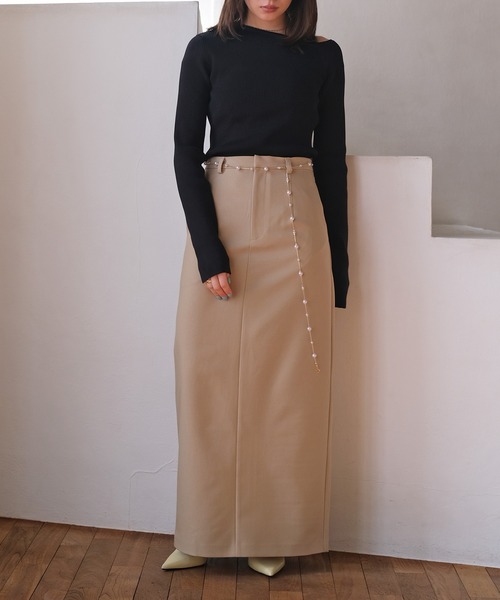 AKTE（アクテ）の「パールベルトIラインスカート（スカート・レディース・ネイビー/ベージュ・2T/2/1）」の15枚目の写真