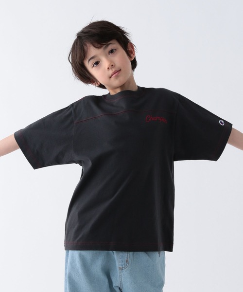 Champion（チャンピオン）の「【Champion(チャンピオン）】別注配色ステッチT(KIDS)（Tシャツ/カットソー・キッズ・ネイビー/オートミール/チャコール・150cm/140cm/130cm/120cm/110cm）」の8枚目の写真