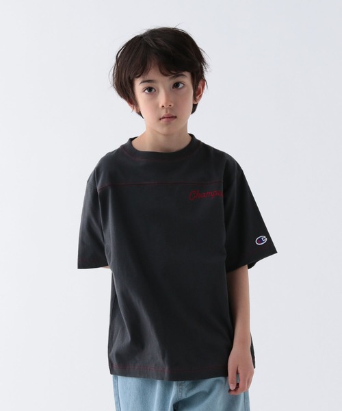 Champion（チャンピオン）の「【Champion(チャンピオン）】別注配色ステッチT(KIDS)（Tシャツ/カットソー・キッズ・ネイビー/オートミール/チャコール・150cm/140cm/130cm/120cm/110cm）」の11枚目の写真