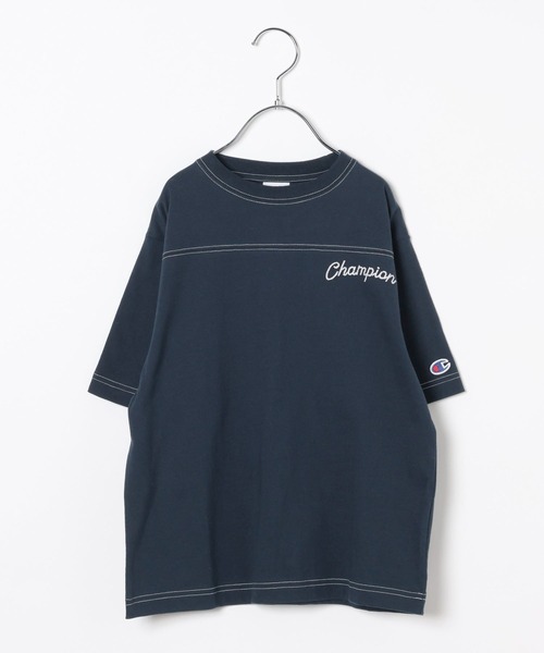 Champion（チャンピオン）の「【Champion(チャンピオン）】別注配色ステッチT(KIDS)（Tシャツ/カットソー・キッズ・ネイビー/オートミール/チャコール・150cm/140cm/130cm/120cm/110cm）」の12枚目の写真