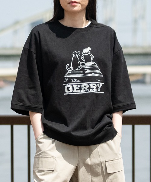 GERRY（ジェリー）の「【ag】〔GERRY/ジェリー〕冷感スラブ天竺 ヴィンテージライクかすれプリント スウェットシャツ 接触冷感/吸水速乾（Tシャツ/カットソー・メンズ・ブラウン/ブラック/アイボリー・LARGE/MEDIUM）」の18枚目の写真