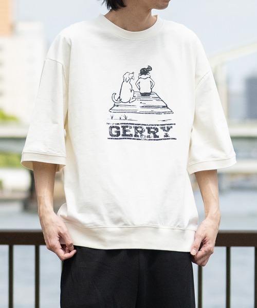 GERRY（ジェリー）の「【ag】〔GERRY/ジェリー〕冷感スラブ天竺 ヴィンテージライクかすれプリント スウェットシャツ 接触冷感/吸水速乾（Tシャツ/カットソー・メンズ・ブラウン/ブラック/アイボリー・LARGE/MEDIUM）」の11枚目の写真