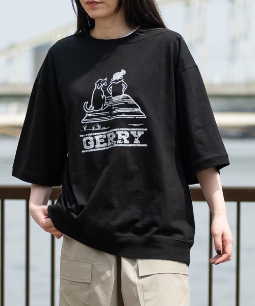 GERRY（ジェリー）の「【ag】〔GERRY/ジェリー〕冷感スラブ天竺 ヴィンテージライクかすれプリント スウェットシャツ 接触冷感/吸水速乾（Tシャツ/カットソー・メンズ・ブラウン/ブラック/アイボリー・LARGE/MEDIUM）」の17枚目の写真