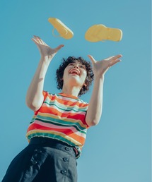 CHILD WOMAN | 強撚綿マルチボーダー天竺 ノースリーブ(ニット/セーター)