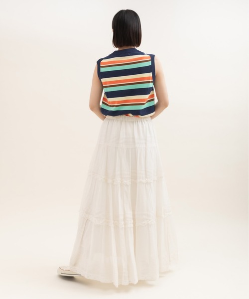 CHILD WOMAN（チャイルドウーマン）の「強撚綿マルチボーダー天竺 ノースリーブ（ニット/セーター・レディース・レッド/ネイビー・FREE）」の17枚目の写真