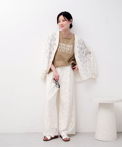 le.coeur blanc（ルクールブラン）の「フラワーメッシュレースカーデ（カーディガン/ボレロ・レディース・オフホワイト/ブラック・38）」の4枚目の写真