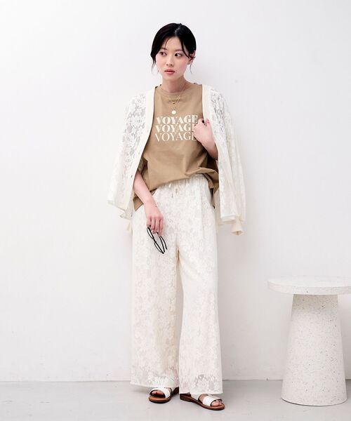 le.coeur blanc（ルクールブラン）の「フラワーメッシュレースカーデ（カーディガン/ボレロ・レディース・オフホワイト/ブラック・38）」の5枚目の写真