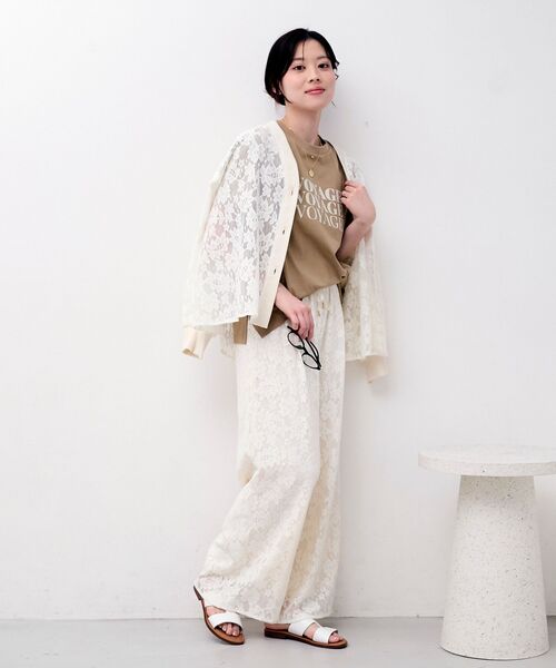 le.coeur blanc（ルクールブラン）の「フラワーメッシュレースカーデ（カーディガン/ボレロ・レディース・オフホワイト/ブラック・38）」の6枚目の写真