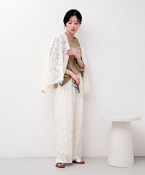 le.coeur blanc（ルクールブラン）の「フラワーメッシュレースカーデ（カーディガン/ボレロ・レディース・オフホワイト/ブラック・38）」の7枚目の写真