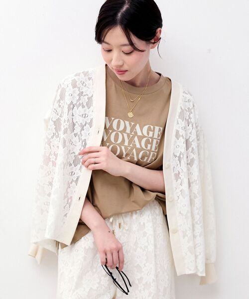 le.coeur blanc（ルクールブラン）の「フラワーメッシュレースカーデ（カーディガン/ボレロ・レディース・オフホワイト/ブラック・38）」の10枚目の写真