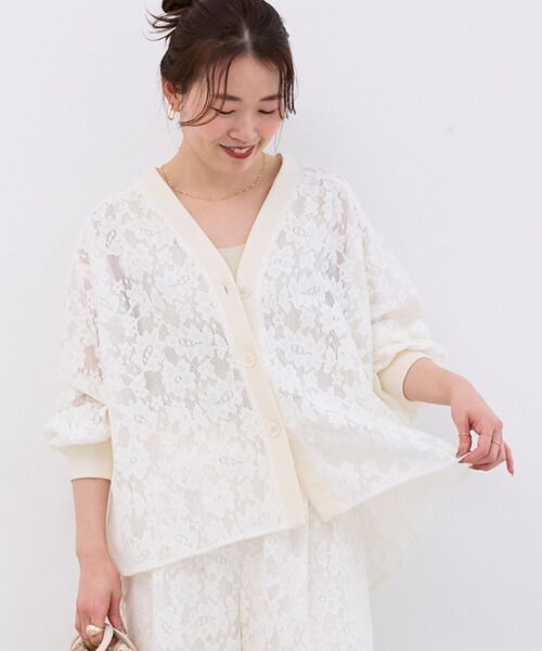 le.coeur blanc（ルクールブラン）の「フラワーメッシュレースカーデ（カーディガン/ボレロ・レディース・オフホワイト/ブラック・38）」の18枚目の写真