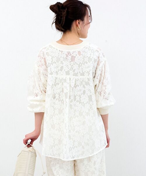 le.coeur blanc（ルクールブラン）の「フラワーメッシュレースカーデ（カーディガン/ボレロ・レディース・オフホワイト/ブラック・38）」の21枚目の写真