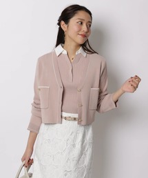 JUSGLITTY | ５分袖シャツカラーＶネックアンサンブル(ニット/セーター)