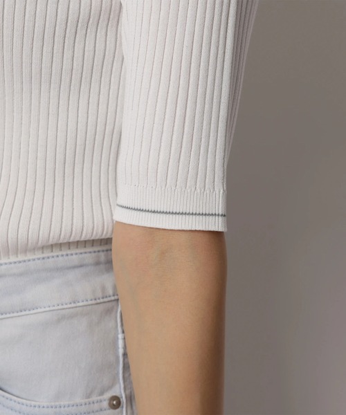 JUSGLITTY（ジャスグリッティー）の「５分袖シャツカラーＶネックアンサンブル（ニット/セーター・レディース・ホワイト/コーラルピンク/グレー/ピンクベージュ/ネイビー・2）」の18枚目の写真