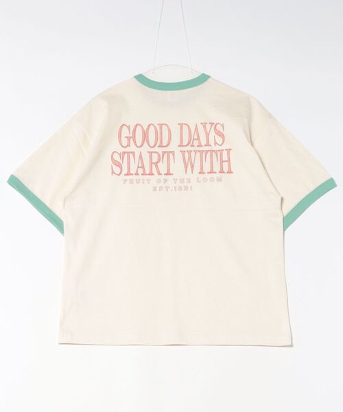 FRUIT OF THE LOOM（フルーツオブザルーム）の「19/-スラブ天竺Tシャツ2 / GOOD DAYS START WITH / 半袖 プリント Tシャツ / ヴィンテージ風（Tシャツ/カットソー・メンズ・ホワイト/アイボリー/チャコールグレー・L/M/S）」の4枚目の写真