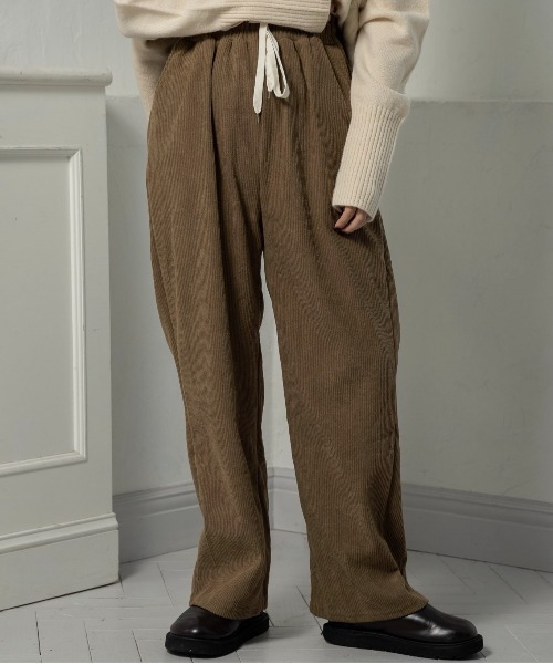lawgy(ラウジー)の「ridge fabric straight rafu pants / リッジファブリックストレートラフパンツ(その他パンツ・レディース・キャメル/ブラック/アイボリー・FREE)」の6枚目の写真