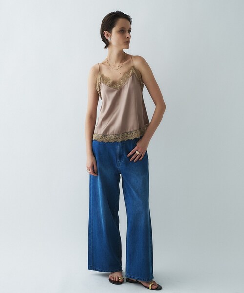 cloenc（クロエンス）の「【手洗い可】サテンレースキャミソール（タンクトップ・レディース・ダークグレー/オフホワイト/ベージュ・02）」の12枚目の写真