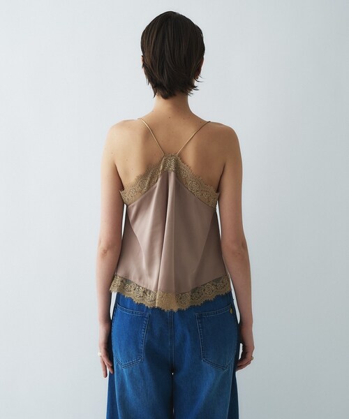 cloenc（クロエンス）の「【手洗い可】サテンレースキャミソール（タンクトップ・レディース・ダークグレー/オフホワイト/ベージュ・02）」の15枚目の写真