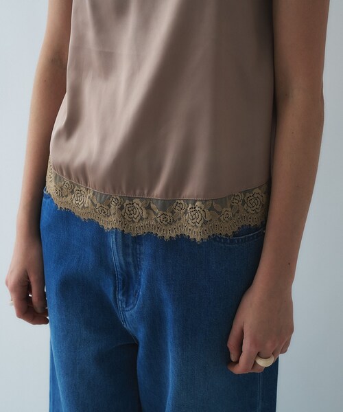 cloenc（クロエンス）の「【手洗い可】サテンレースキャミソール（タンクトップ・レディース・ダークグレー/オフホワイト/ベージュ・02）」の18枚目の写真