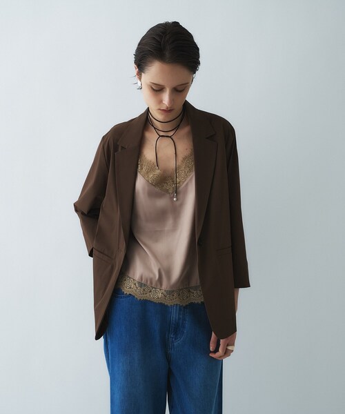 cloenc（クロエンス）の「【手洗い可】サテンレースキャミソール（タンクトップ・レディース・ダークグレー/オフホワイト/ベージュ・02）」の22枚目の写真