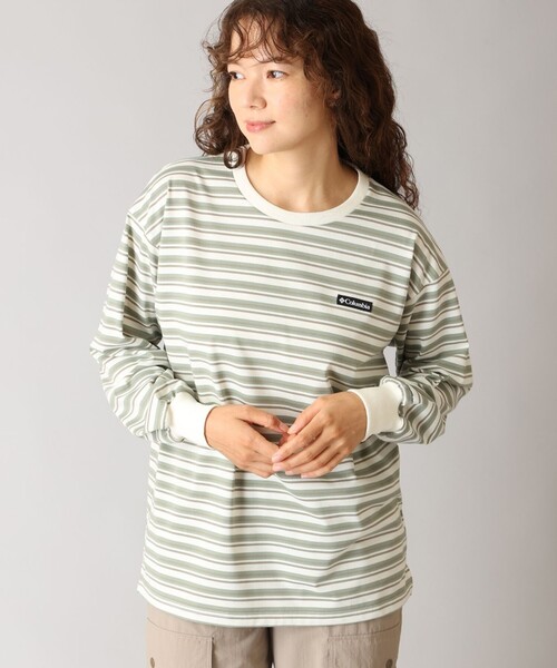 Columbia(コロンビア)の「UVカット 速乾 Columbia/ウィメンズ クラウドアベニュー ロングスリーブクルー ボーダー/コロンビア(Tシャツ/カットソー・レディース・ブラック/ネイビー/ベージュ・XL/L/M/S)」の2枚目の写真