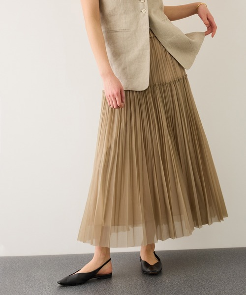 ROPE'（ロペ）の「フリーカットティアードプリーツスカート/イージーケア（スカート・レディース・ベージュ/ブラック/クリーム・38/36）」の3枚目の写真