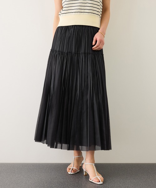ROPE'（ロペ）の「フリーカットティアードプリーツスカート/イージーケア（スカート・レディース・ベージュ/ブラック/クリーム・38/36）」の4枚目の写真