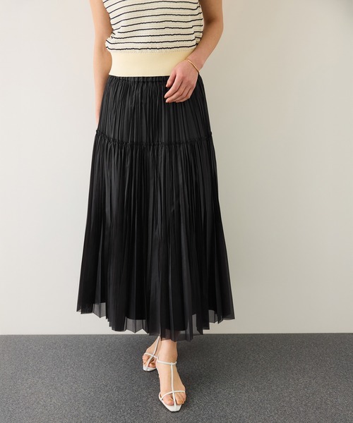 ROPE'（ロペ）の「フリーカットティアードプリーツスカート/イージーケア（スカート・レディース・ベージュ/ブラック/クリーム・38/36）」の6枚目の写真