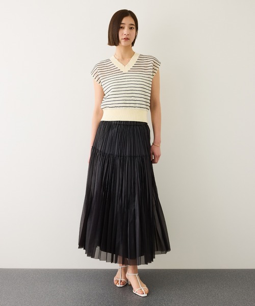 ROPE'（ロペ）の「フリーカットティアードプリーツスカート/イージーケア（スカート・レディース・ベージュ/ブラック/クリーム・38/36）」の8枚目の写真