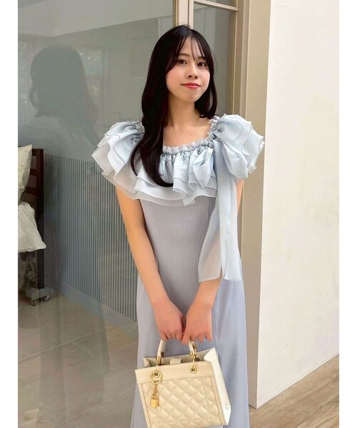 dazzlin(ダズリン)の「ショルダーリボンフリルカットワンピース(ワンピース・レディース・ブラック/その他1/ブルー・MEDIUM/SMALL)」の18枚目の写真