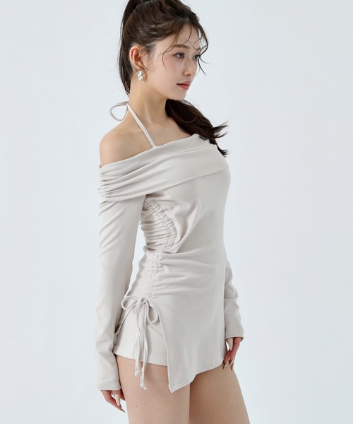 ANAP（アナップ）の「Kギャル ぴたっと インパン付 ミニワンピ セットアップ（ワンピース・レディース・ブラック/ベージュ/ダークグレー・F）」の6枚目の写真