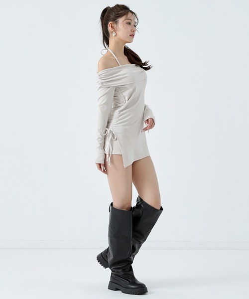 ANAP（アナップ）の「Kギャル ぴたっと インパン付 ミニワンピ セットアップ（ワンピース・レディース・ブラック/ベージュ/ダークグレー・F）」の8枚目の写真