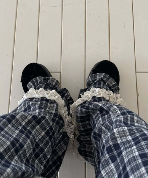WEGO(ウィゴー)の「ウエストゴム裾フリルチェックイージーパンツ(その他パンツ・レディース・ブラック/ブラウン・FREE)」の21枚目の写真
