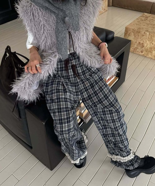 WEGO(ウィゴー)の「ウエストゴム裾フリルチェックイージーパンツ(その他パンツ・レディース・ブラック/ブラウン・FREE)」の12枚目の写真