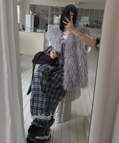 WEGO(ウィゴー)の「ウエストゴム裾フリルチェックイージーパンツ(その他パンツ・レディース・ブラック/ブラウン・FREE)」の22枚目の写真
