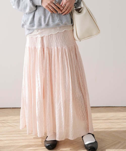 AMELY(エミリー)の「デザインレーススカート(スカート・レディース・ピンク/アイボリー/ブラック・フリー)」の1枚目の写真