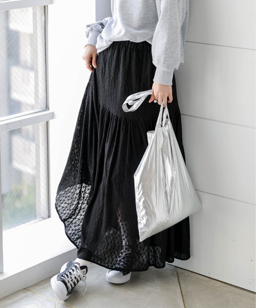 AMELY(エミリー)の「デザインレーススカート(スカート・レディース・ピンク/アイボリー/ブラック・フリー)」の3枚目の写真