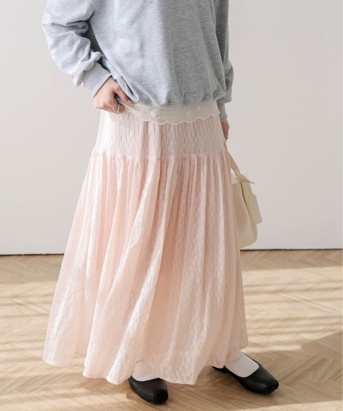 AMELY(エミリー)の「デザインレーススカート(スカート・レディース・ピンク/アイボリー/ブラック・フリー)」の7枚目の写真