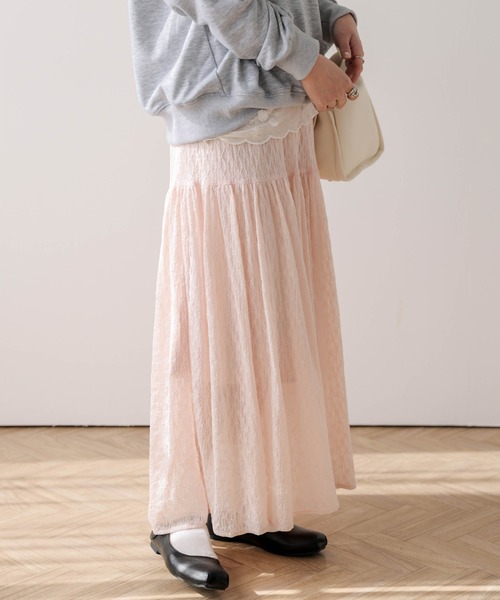 AMELY(エミリー)の「デザインレーススカート(スカート・レディース・ピンク/アイボリー/ブラック・フリー)」の8枚目の写真