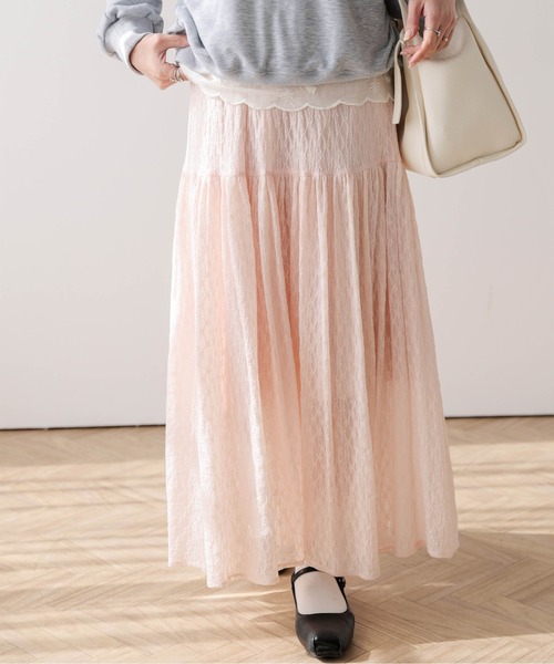 AMELY(エミリー)の「デザインレーススカート(スカート・レディース・ピンク/アイボリー/ブラック・フリー)」の9枚目の写真
