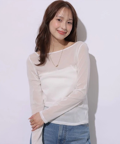 Mystrada(マイストラーダ)の「シアーカットソー(Tシャツ/カットソー・レディース・ブラック/オフホワイト/ホワイト/ブラウン・38)」の3枚目の写真