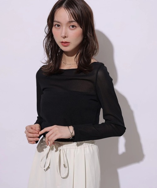 Mystrada(マイストラーダ)の「シアーカットソー(Tシャツ/カットソー・レディース・ブラック/オフホワイト/ホワイト/ブラウン・38)」の18枚目の写真