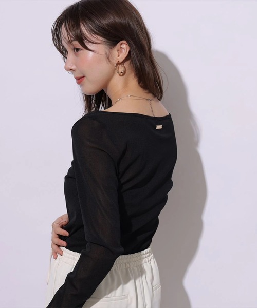 Mystrada(マイストラーダ)の「シアーカットソー(Tシャツ/カットソー・レディース・ブラック/オフホワイト/ホワイト/ブラウン・38)」の17枚目の写真