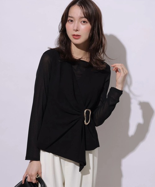 Mystrada(マイストラーダ)の「シアーカットソー(Tシャツ/カットソー・レディース・ブラック/オフホワイト/ホワイト/ブラウン・38)」の16枚目の写真
